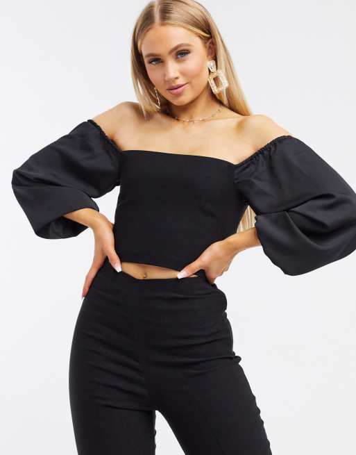 Black bardot hot sale crop