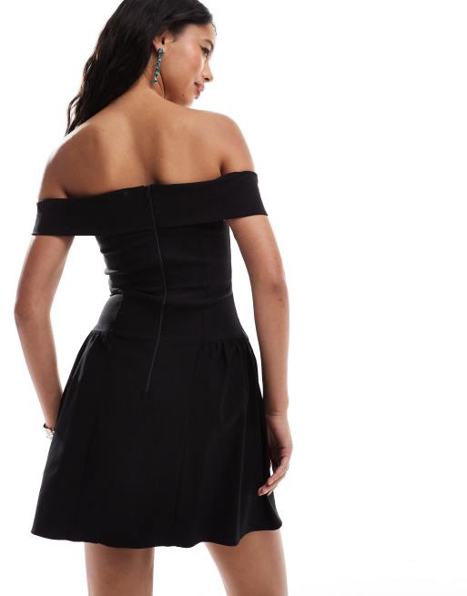 Black bardot skater dress sale