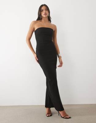 Vesper Bengaline Bandeau Back Cut Out Maxi Dress In Black