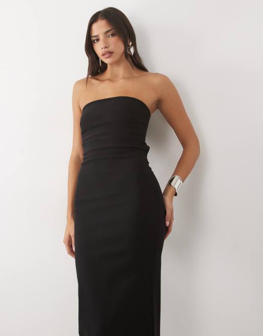 Vesper bengaline bandeau back cut out maxi dress in black, 2 of 4