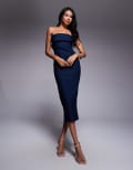 [Vesper] Vesper bengaline bandeau fold over midaxi dress in navy 12 NAVY