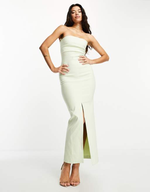 Vesper bengaline bandeau maxi dress in sage green