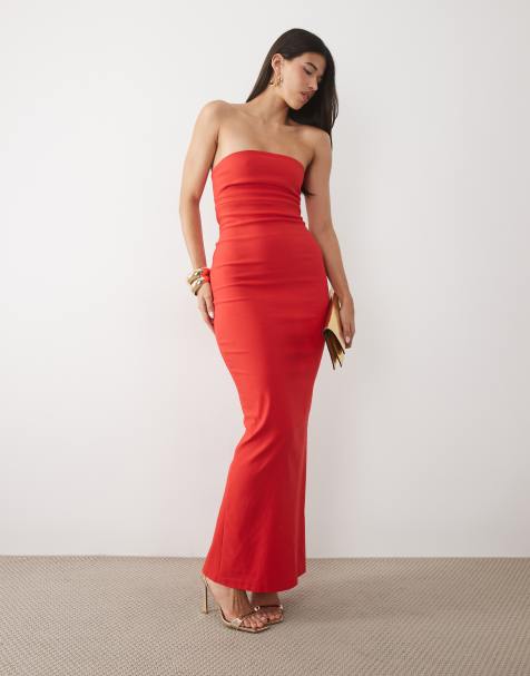 Vesper bengaline bandeau-maxijurk met uitsnijding op de rug in rood - view 1