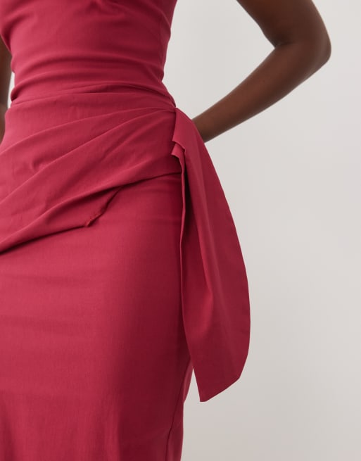 Vesper bengaline bandeau-maxikjole med draperet frontdetalje i bær, 3 af 4