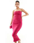 [Vesper] Vesper bengaline bandeau midi dress in fuchsia-Pink 6 Cerise