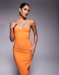 [Vesper] Vesper bengaline bandeau strappy midaxi dress in orange 10 ORANGE