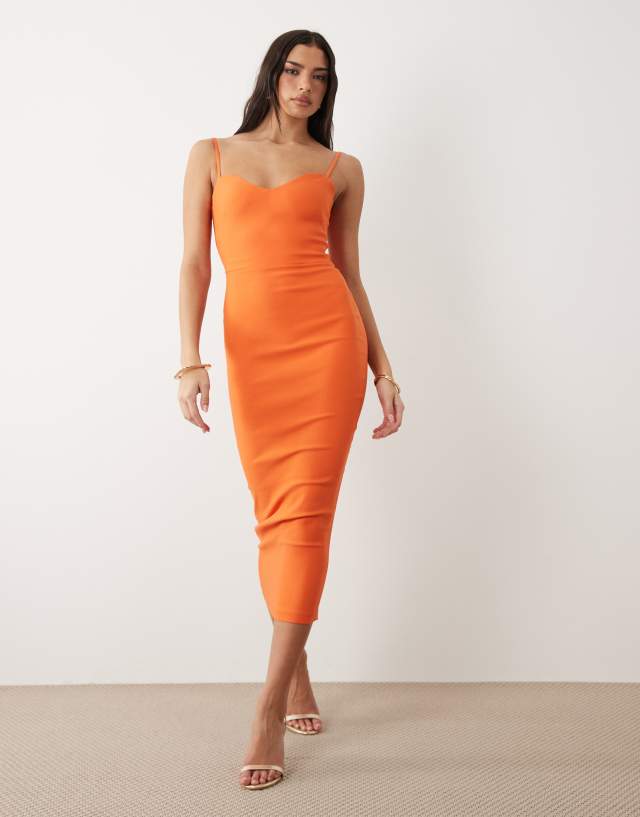 orange bodycon dress midi Vesper - Cami Strap - Women - Viscose/Nylon/Spandex - 4 US Orange floral Size:14L Sort by Style- Slim A-line Dusty Blue Bridesmaid Dresses detail sweetheart neckline