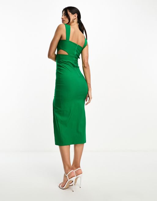 slim fit dress slacks Emerald Metallic Cut Out Dress – Aquarius Brand main image 1