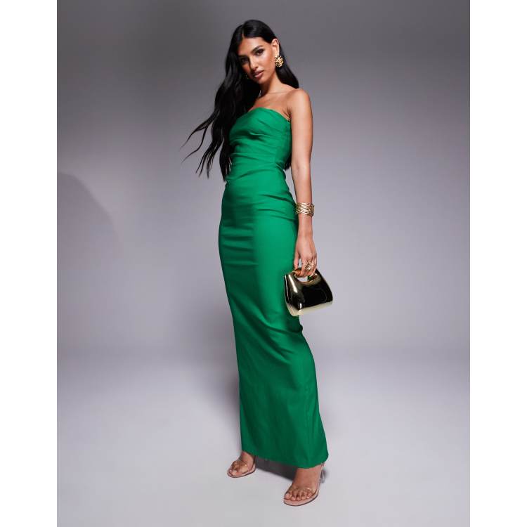 Emerald Green Sequin Bandeau Maxi Dress Heather Strapless Sequin Maxi Dress  Green Fashion Nova