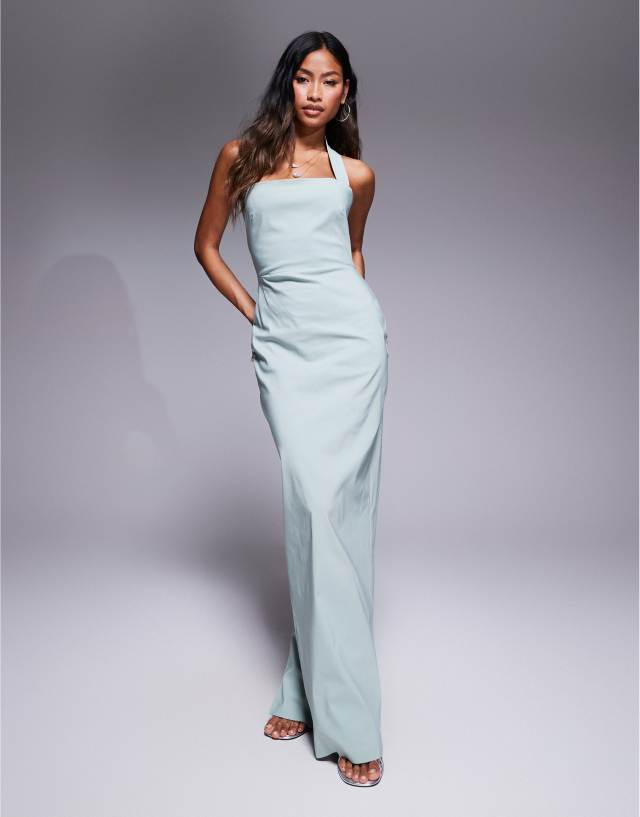 sage dress bodycon Vesper bengaline halterneck strap maxi in Color:Pastel Pink flaunting silhouette C_S Tips & tricks on