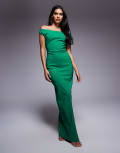 [Vesper] Vesper bengaline off-shoulder maxi dress in emerald green 8 Emerald
