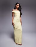 [Vesper] Vesper bengaline off-shoulder maxi dress in yellow 12 YELLOW