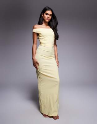Vesper Bengaline Off The Shoulder Maxi Dress In Yellow