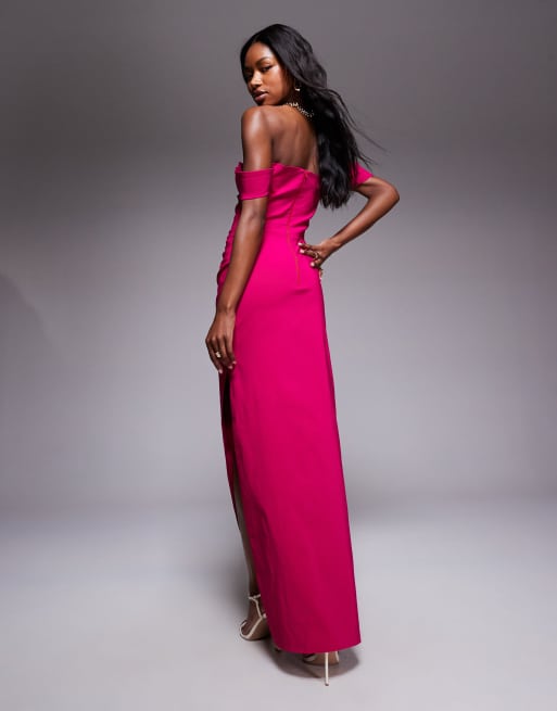 Vesper bengaline off the shoulder ruched waist detailing