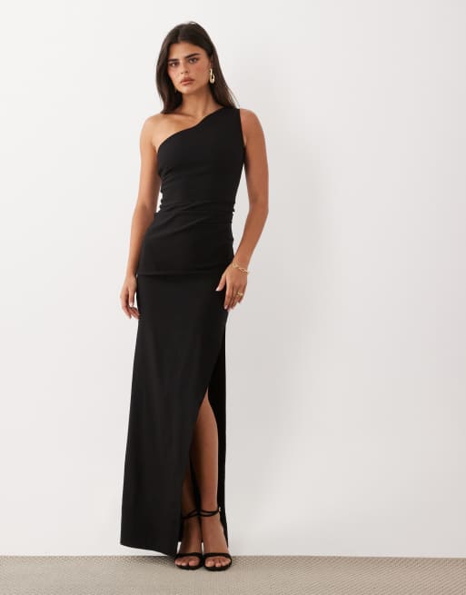 Vesper bengaline One-Shoulder-Maxikleid in Schwarz, 2 von 4