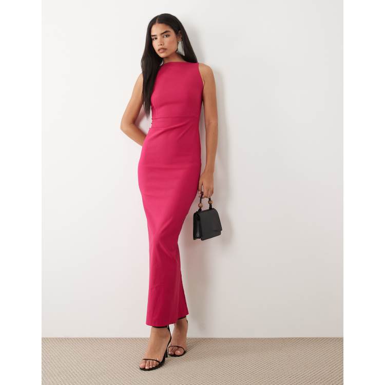 cerise pink maxi dress Lysandra Satin Maxi Dress in Pink Cerise