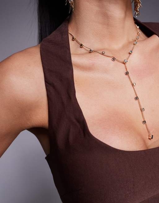 Vesper bengaline scoop neck halterneck bodycon midaxi dress in chocolate
