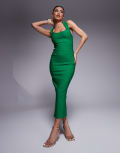 [Vesper] Vesper bengaline scoop neck halterneck bodycon midaxi dress in emerald green 8 Emerald green
