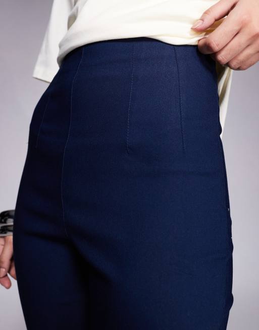 Vesper Bengaline slim fit trousers in navy, 2 of 5