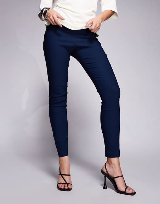 Vesper Bengaline slim fit trousers in navy, 3 of 5