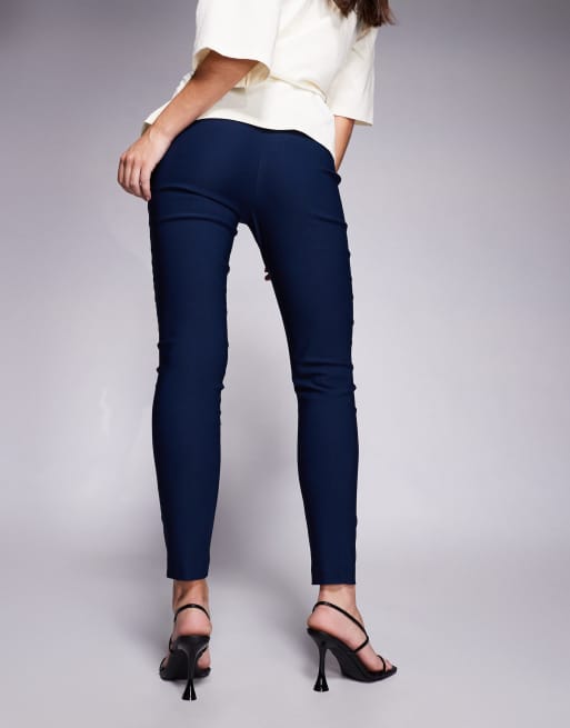 Vesper Bengaline slim fit trousers in navy, 5 of 5