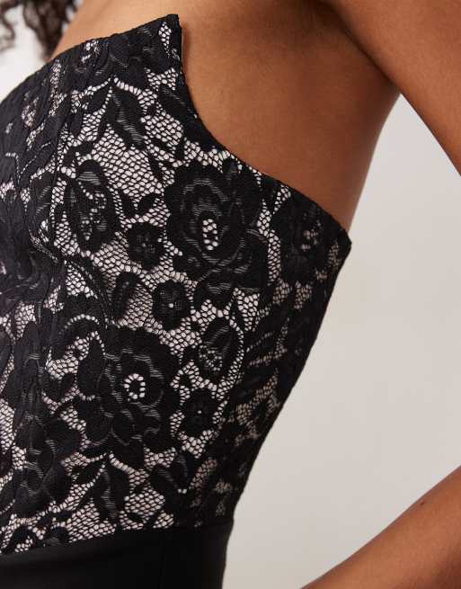Vesper bengaline square edge bandeau maxi dress in black, 4 of 4