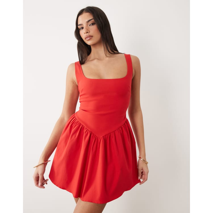 open lace back dress Zada | Square Neck Midi Dress