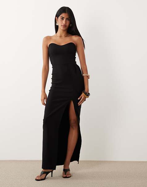 slim fit dress slacks A Line Satin Halter Sleeveless Floor-Length Sweep Train Evening Dress with Split Front