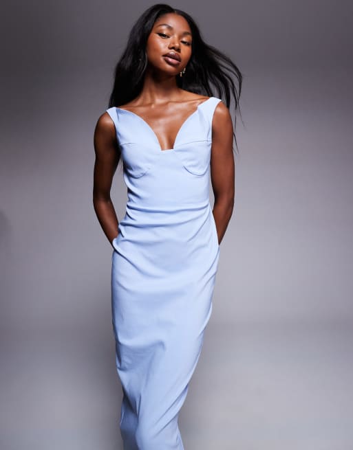 Vesper bengaline sweetheart neckline midaxi dress in ice blue, 2 of 4