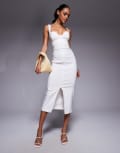 [Vesper] Vesper bengaline sweetheart neckline midaxi dress in white 10 WHITE