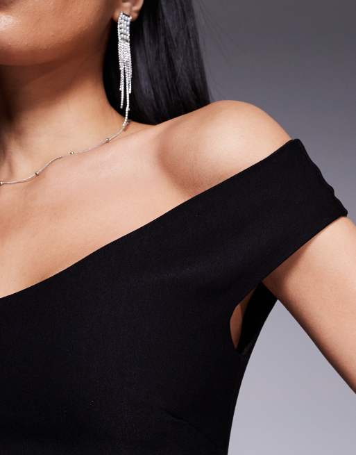 Vesper sweetheart neckline off the shoulder maxi dress in black