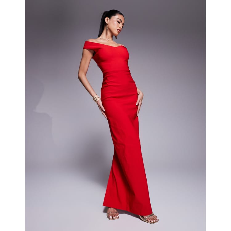 【PORTERNA】Rote Slit Long One Piece Vesper bengaline sweetheart neckline off the shoulder maxi
