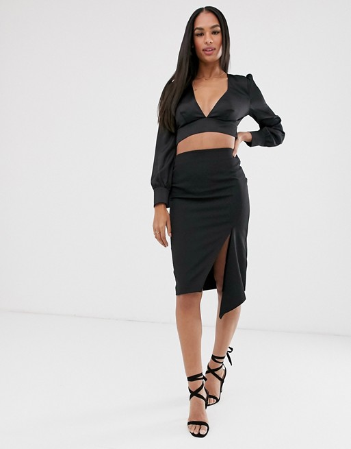 Vesper black midi skirt