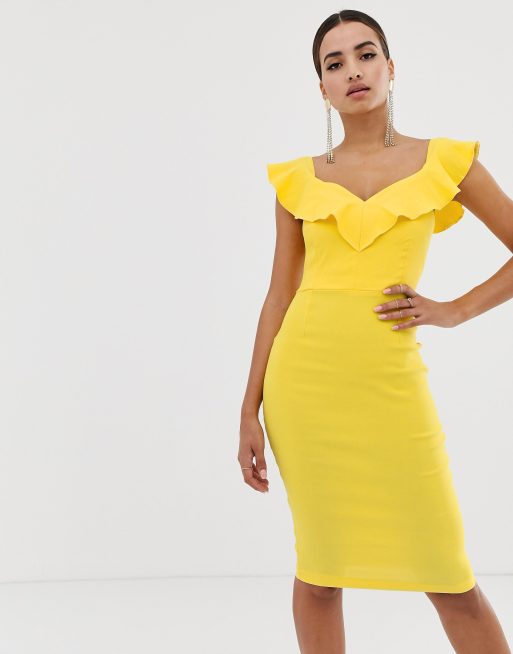 Yellow tight fitted on sale dress