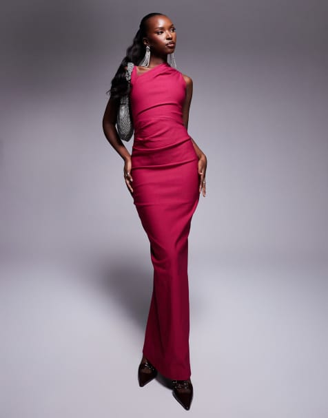 Vesper Bodycon maxi dress in raspberry