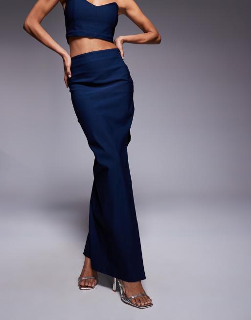 Vesper Bodycon maxi skirt in navy, 4 of 5