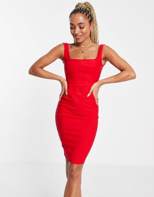 Guessing Game Red Bodycon Midi Dress | sites.unimi.it