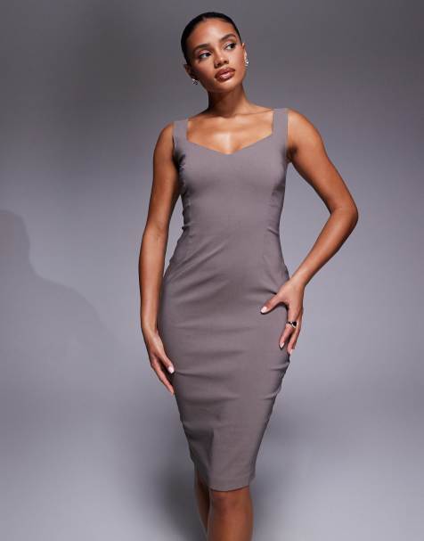 Vesper Bodycon midi dress in taupe - view 1