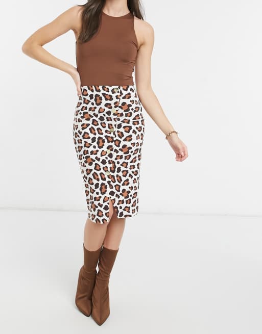 Vesper bodycon midi skirt in animal print