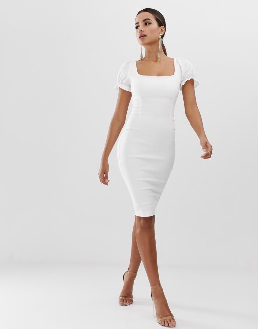 Vesper - Bodyconjurk met blousonmouwen in wit
