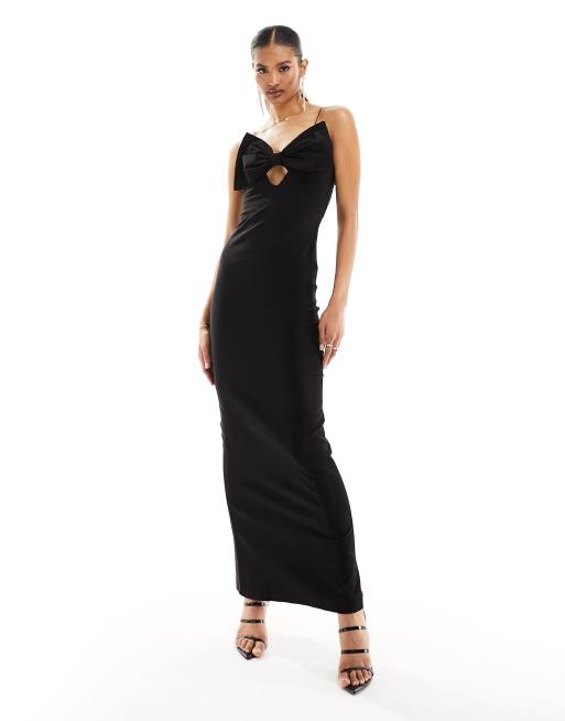 Flounce London Cut Out Front Maxi Dress in Black