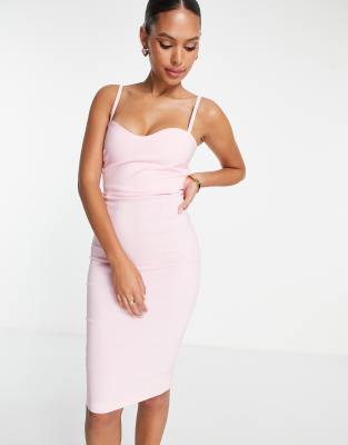 Vesper cami strap body-conscious dress in blush pink-Purple