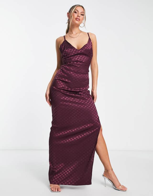 Vesper cami strap maxi dress in wine