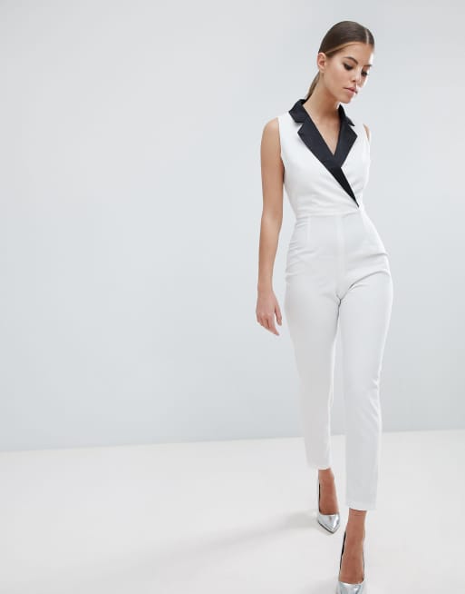 White store tuxedo jumpsuit