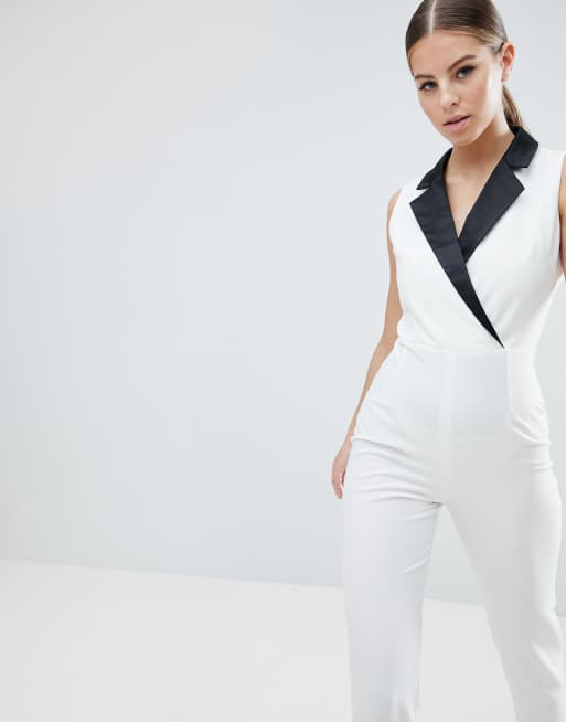 Black and white store tuxedo jumpsuit