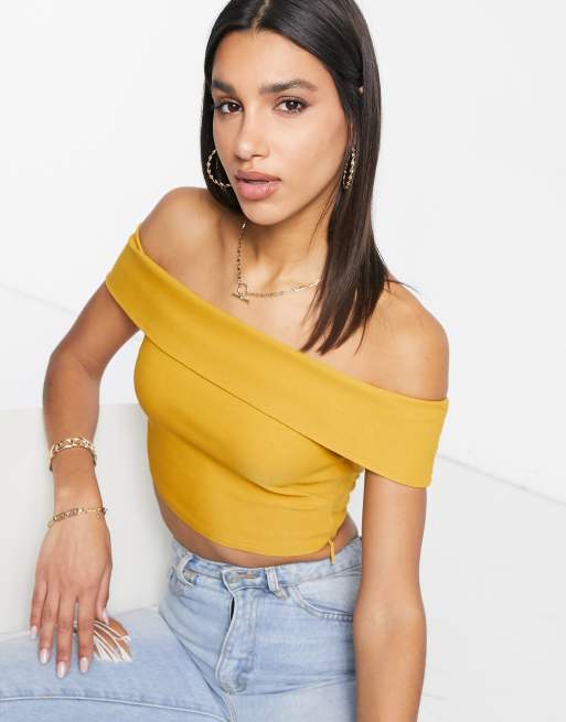 Yellow off the shoulder sales crop top