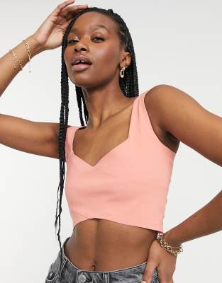 Vesper - Crop top color corallo