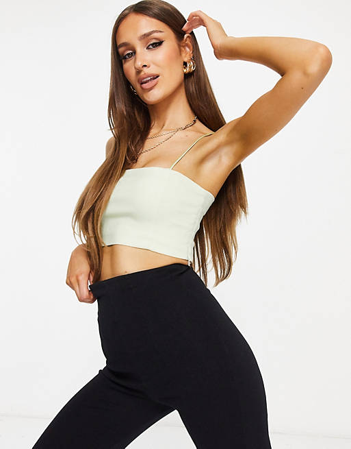 Vesper crop top with slinky straps co-ord in green