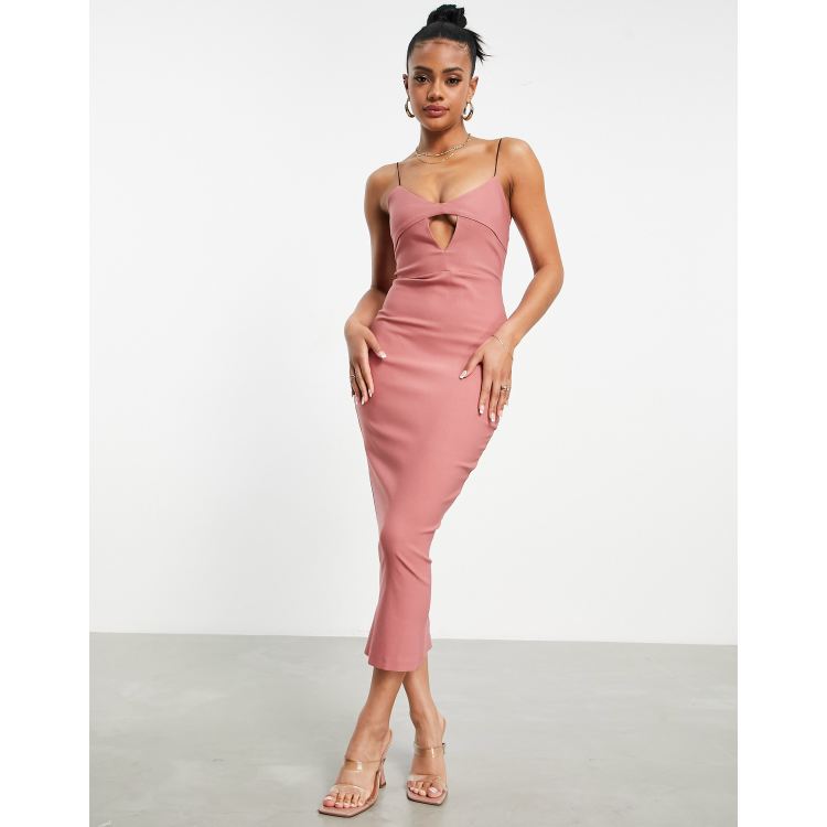 Vesper cut out midi dress in rose pink