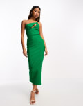 [Vesper] Vesper cut out one shoulder midi dress in bright green 6 Bright green